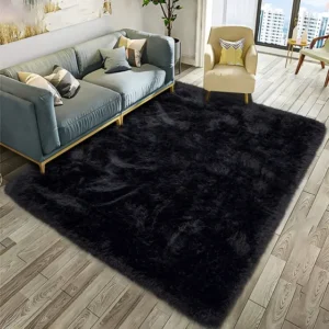 Tapete 2,00x1,50 Peludo Felpudo Sala E Quarto Cores Cor Preto Desenho Do Tecido Pelo Alto Casa Laura Enxovais Tapete Médio Para Sala