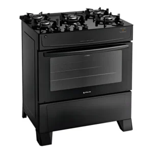 Fogão Atlas 5 Bocas preto Mônaco Top Glass com Acendimento automático