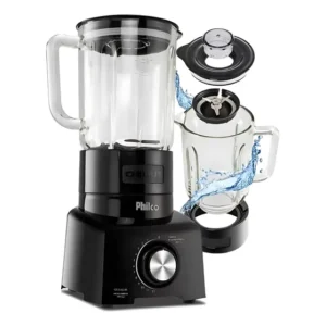 Liquidificador Philco Copo De Vidro Limpa Fácil 12vel 1200w Preto 220v