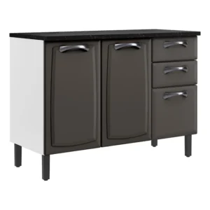 Balcão Para Cozinha Em Aço New Premium 120cm Com 3 Portas