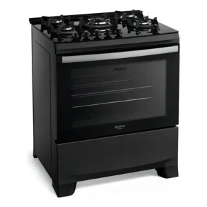 Fogão 5q Gás Dako Supreme Glass Preto Mesa De Vidro