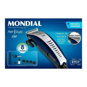 Maquina Masculina De Cortar Cabelo Profissional Mondial Top Cor Azul 127V