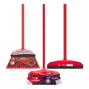 Kit 3 Limpeza Vassoura Condor V-35 V-9 Rodo 1124 Com Cabo