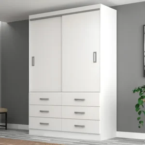 Guarda Roupa Casal Moderno Yescasa Veneza 2 Portas Correr 6 Gavetas Branco