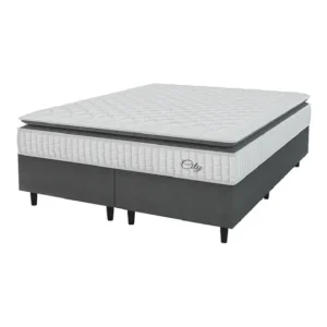 Cama Box Colchão Casal King Molas City Pillow Top Cinza Branc/cza