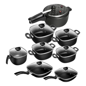 Conjunto 8 Peças Patolux Antiaderente Preto Preto