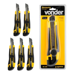 Kit 5 Estilete Profissional 18mm Emborrachado Com Trava