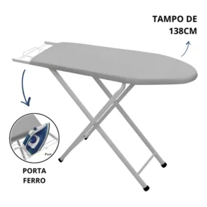 Mesa Passadeira Termica Ajusta Altura Grande Açomix Prata