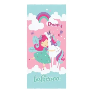 Toalha Banho Infantil Lepper Sonho Encantado Unicórnio Rosa 60cmx1,10m