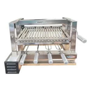 Churrasqueira Inox Motor 4 Espetos Grill Elevatório