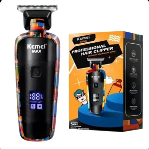 Máquina Acabamento Profissional Kemei Max Bivolt Cabelos e Barba 14 Pentes