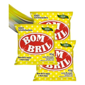 Pacotes Esponja Aço Limpeza Bom Bril 1001 Utilidades 45g 3 Unidades