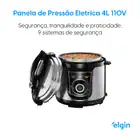 Panela Pressão Elétrica Elgin 42ppr 4 Litros 840w Aço Inox Prateado/preto 127v - Imagem 5