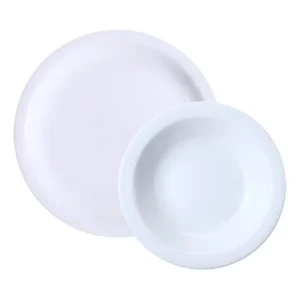 Jogo de Pratos Rasos e Fundos Porcelana Schmidt Protel 26cm Branco