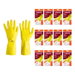 Kit 12 Luva Latex Amarela Multiuso Limpeza Borracha Louça Co P - 7