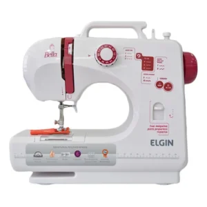 Máquina de Costura Elgin 12 Pontos Bella BL-1200 Portátil Costura Jeans Cor Branco Violeta