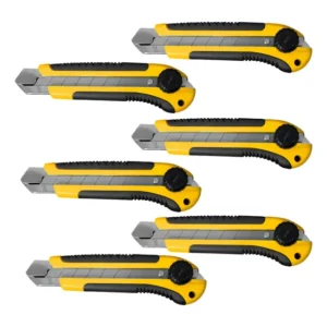 Estilete Profissional 25mm Fertak Amarelo Com Trava Giratória Kit 6 Un