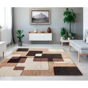 Tapete Estampado 150x200 Sala Veludo Luxuoso Aveludado Cor Tabaco Madeira #14