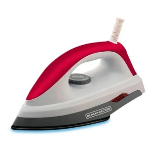 Ferro de Passar Roupa Elétrico a Seco Black Decker Com Base Antiaderente Vermelho e Branco Modelo F300