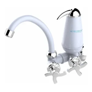 Acquabios E05 torneira com filtro bica movel de parede quadriseta acabamento cromado cor branco