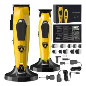 Maquina Cortar Cabelo JRL Diamante Amarelo Sem Fio Com Lâminas Autoafiáveis