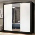 Guarda Roupa Casal Mônaco Madesa 3 Portas Correr Espelho Pb Cor Preto/Branco 1093D81E - Imagem 10