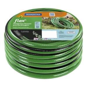 Mangueira Flex Para Jardim Verde Com Faixa Preta Em PVC 4 Camadas 25m Tramontina