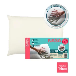 Travesseiro Nasa Duoflex Altura 14cm Para Fronha 50x70cm Antiácaro Capa Malha 100% algodão com zíper