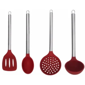 Kit 4 Peças Silicone (espátula+colher+escumadeira+concha)