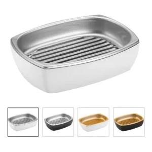Saboneteira De Bancada Banheiro Lavabo Porta Sabonete Barra Cor Branco/prata
