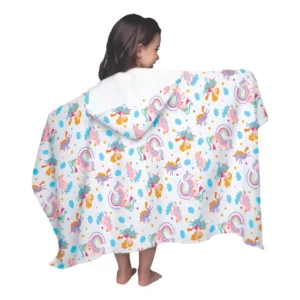 Toalha Banho Capuz Touca Felpuda Infantil Estampada 70x130cm - Unicornio