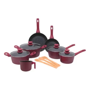 Conjunto Jogo Kit De Panelas Ceramica Antiaderente Fogão Indução Mimo Style Cor Vermelho Rubi