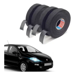 10 Fitas Isolante De Pano Com Cola Acabamento Rolo 25mx19mm Cor Preto Liso