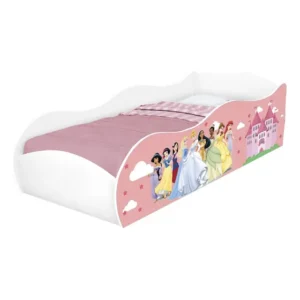 Cama Carro Meninas Imagens 100% Mdf C/ Colchão Ortobom Branco Princesas