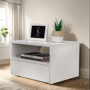 Mesa de Cabeceira Suspensa Fl Decor Branco 40cm MDF 1 Gaveta Compacta