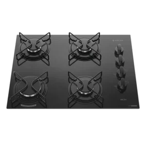 Cooktop 4 Bocas Atlas Milão Com Mesa De Vidro E Mega Chama A Gás Preto Bivolt
