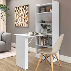 Armário com Escrivaninha Mesa Dobrável Multimóveis V2993 Cor Branco