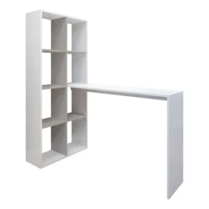 Escrivaninha Com Estante Lateral Multimóveis V2561 Cor Branco /Lacca Fumê