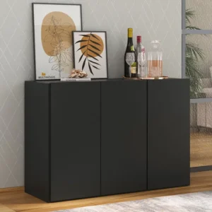 Aparador Buffet 3 Portas Veneza Multimóveis V1007 Cor Preto