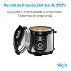Panela De Pressão Elétrica Elgin Ppr 4 Litros 840w Inox 220v Prateado/preto 220v - Imagem 6