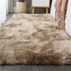 Tapete Sala Quarto 1,00x0,60 Shaggy Luxuoso Peludo Fofinho Bege Mesclado Casa Laura Enxovais