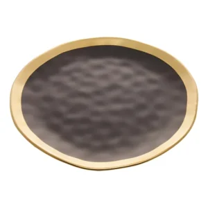 Prato Raso Porcelana Preto Dourado Dubai 25cm Wolff