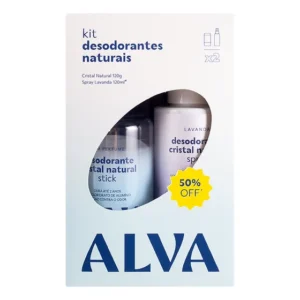 Kit Desodorante Natural Alva Cristal Stick 120g + Spray Lavanda 120ml Veganos