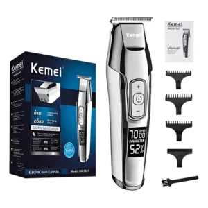 Máquina De Acabamento Kemei Km-5027 Lcd Prata Prateado 127/220v