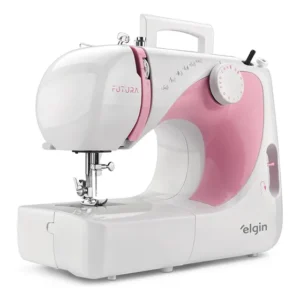 Máquina De Costura Reta Futura Jx-2040 Portátil Elgin Cor Branco/Rosa