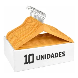 10 Un Cabide De Madeira Marfim Gancho Cromado