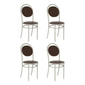 Cadeira De Cozinha 190 Aço Kit 4 Uni Prata/corano Cacau - Ca Prata/corano Cacau