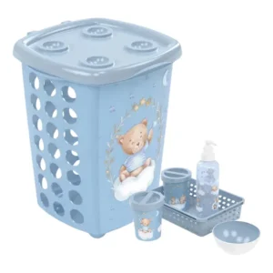 Kit Infantil Plasútil Cesto De Roupa E Kit Higiene