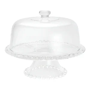 Prato para Bolo Boleira Transparente com Pé e Tampa Cristal Pearl - Wolff