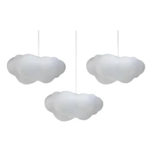 Luminária Pendente Nuvem Fluffy Usare Kit 3 Para Teto Quarto Bebê Branco